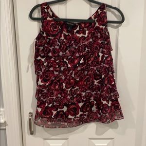 Rose ruffle tank